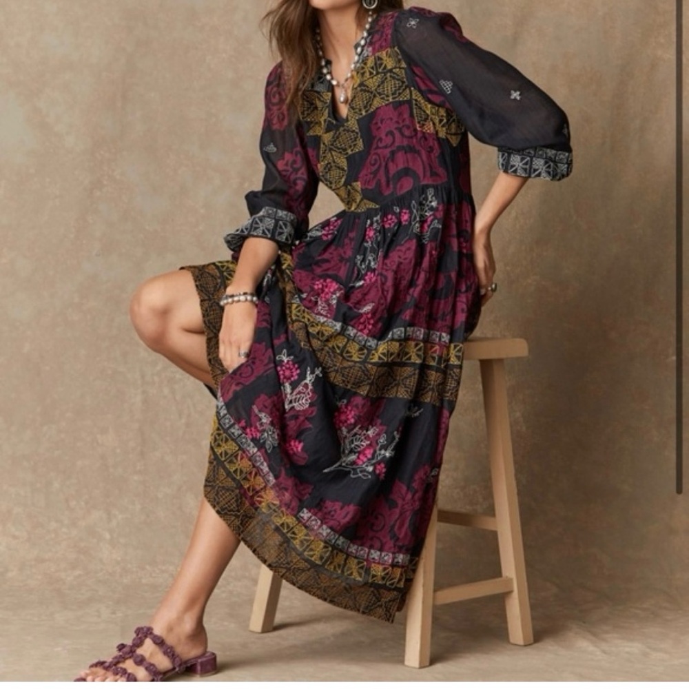NWT Sundance Flores de Colca cotton/silk boho dress - Picture 2 of 12